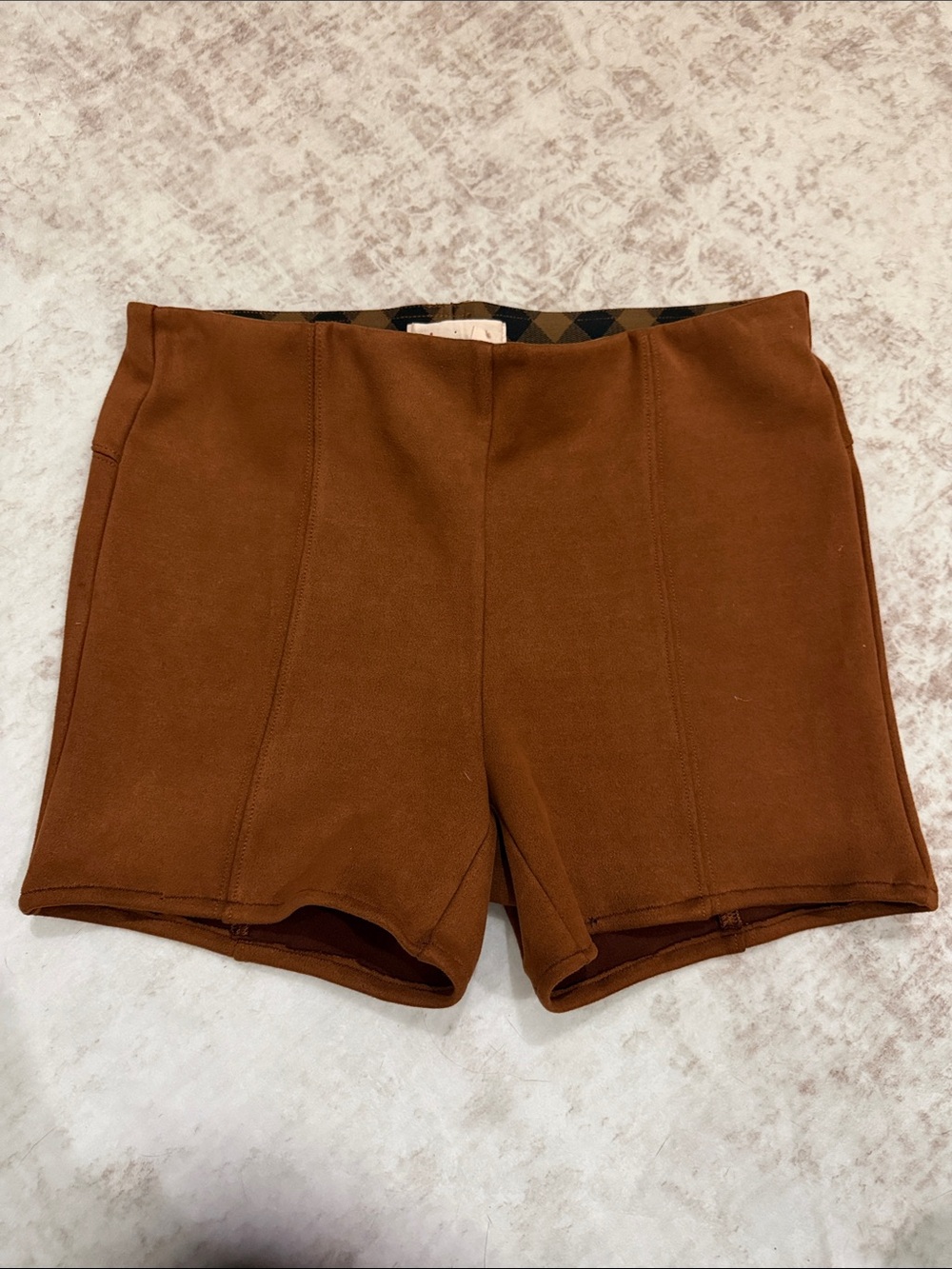 Anthropologie Rust Brown High-Rise Bike Shorts